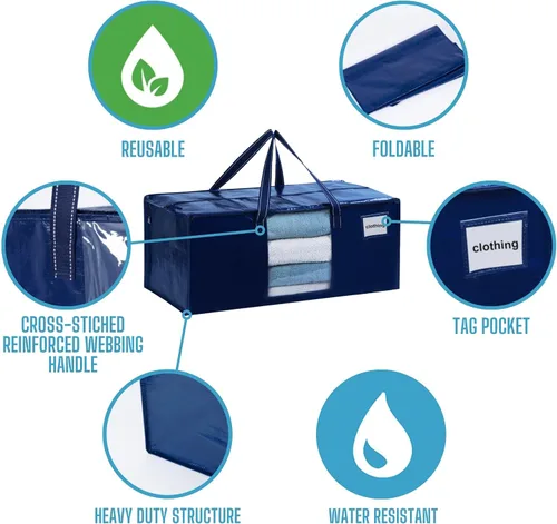 Vista 8 de VENO Paquete de 6 bolsas de mudanza resistentes, bolsas de embalaje con ventana transparente, alternativa a las cajas de mudanza, contenedores