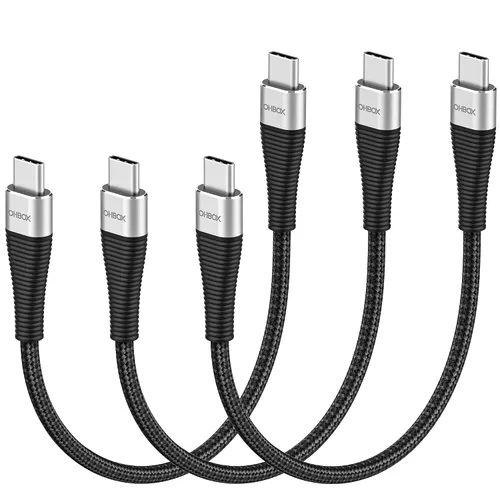 Vista 18 de Cable USB C a USB C de 3 pies, paquete de 3 unidades, 100 W, tipo C a C Negro