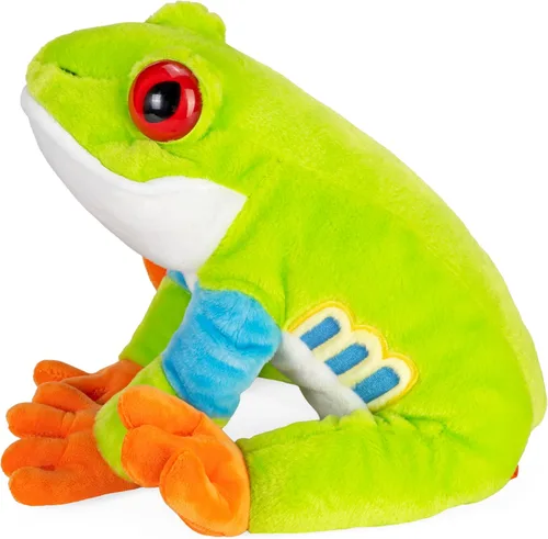 Vista 3 de Wild Republic Peluche de rana de árbol de ojos rojos, animal de peluche, regalo para niños, Cuddlekins de 12 pulgadas