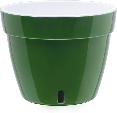 Vista 23 de Gardenera ASTI - Maceta de autoriego de 7.1 pulgadas en color negro-dorado/negro, maceta moderna con indicador de nivel de agua para todas