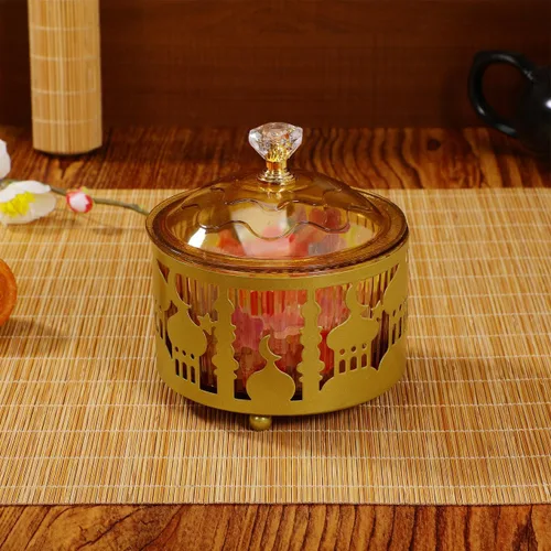 Vista 8 de EXCEART Bandeja de aperitivos de Oriente Medio con cubierta para golosinas Eid Nuts Frutos secos Fiesta Plato de té Celebraciones en el hogar