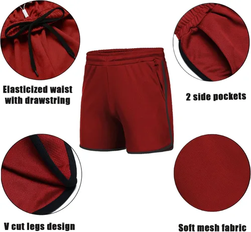 Vista 5 de COOFANDY Pantalones cortos de entrenamiento para hombre de 5 pulgadas, paquete de 2 pantalones cortos deportivos de secado rápido con bolsillos