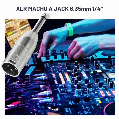 Vista 4 de 2-Pcs XLR Macho a 1/4" 6.35mm TS Macho Adaptador Plata