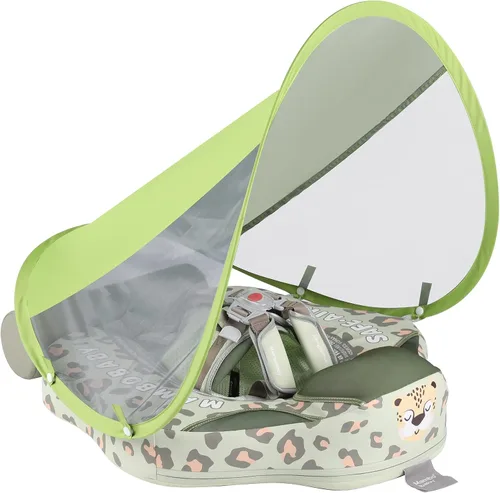 Vista 8 de GENTEACO Mambobaby Baby Swim Float with Canopy Non-Inflatable Infant Pool Float with Tail Solid Skin-Friendly Material for 3-24 Months Toddler Boys