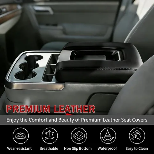 Vista 2 de NLQR Cubierta de Consola Central de Repuesto compatible con Chevy Silverado GMC Sierra 1500 2500 3500 2014-2018, Almohadilla de Caja