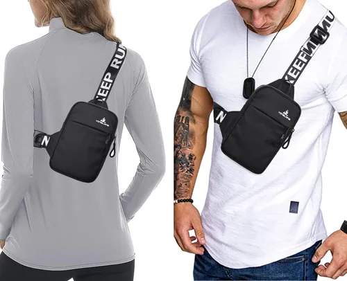 Vista 6 de Mini bolso bandolera para mujeres y hombres, bolsa cruzada pequeña, mochila de hombro, riñoneras, bolsa de pecho casual para teléfono para viajes