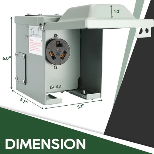 Vista 5 de Caja de toma de corriente de 30 amperios, receptáculo NEMA 10-30R de 125/250 voltios, resistente a la intemperie, panel eléctrico para exteriores