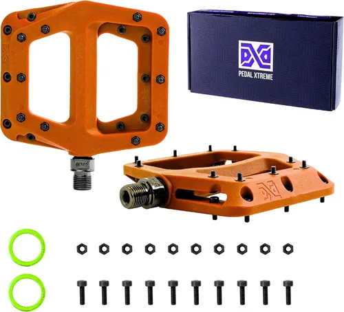 Vista 4 de PDX D10 Pedales planos anchos para bicicleta de montaña, pedales BMX, pedales compuestos para Enduro Freeride Downhill Dirt Jumper sellados agujas