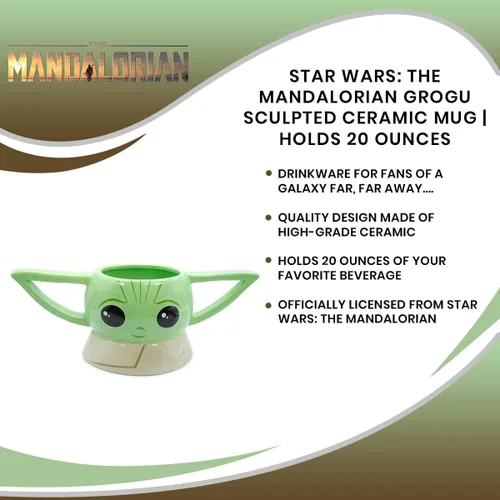 Vista 7 de STAR WARS: The Mandalorian Grogu - Taza de cerámica esculpida Taza de café grande sin BPA para expreso, cafeína, bebidas, esenciales para el hogar