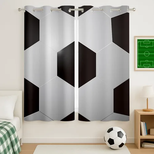 Vista 13 de Cortinas opacas de fútbol americano Sports America para niñas y niños, decoración del hogar, fondo de primer plano de cordones de rugby, cortinas