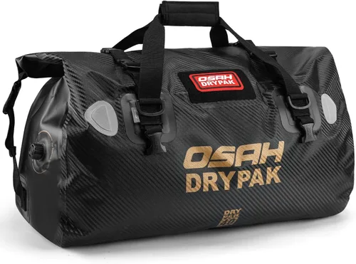 Vista 17 de OSAH DRYPAK Bolsa de lona impermeable – Bolsa seca para motocicleta con gran espacio de almacenamiento, bolsas de equipaje impermeables con bolsillo
