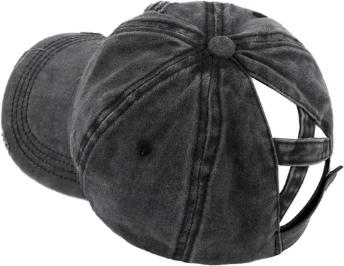Vista 9 de Gorra de béisbol con diseño de cola de caballo cruzada, ajustable, estilo moño desordenado, para mujer