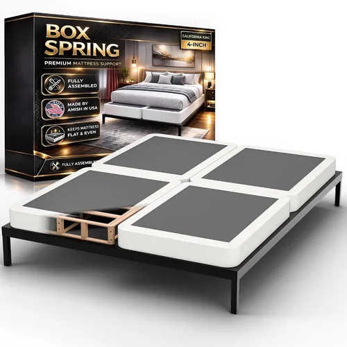 Vista 22 de Nutan, Somier de madera resistente de 2 pulgadas para soporte de colchón, duradero y totalmente montado, base de madera natural para cama Blanco