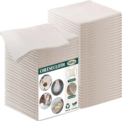 Vista 9 de Reginary - 24 piezas de paños de queso de 15 x 15 pulgadas a granel, grado 100, paño de queso con dobladillo para colar, 100 % algodón sin