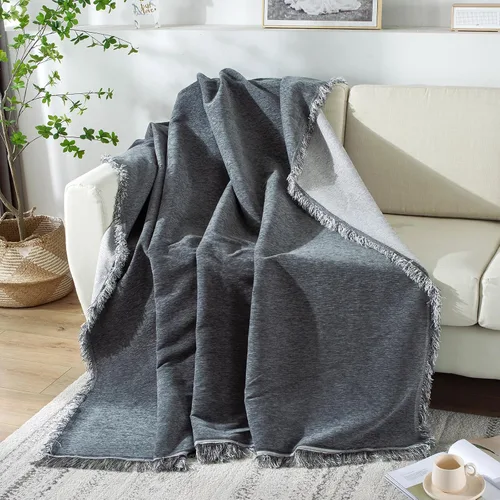 Vista 2 de Foreate Funda para sofá con borlas, funda para sofá seccional de felpilla, manta - Protector de muebles, funda deslizante para sofá lavable a Borla