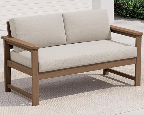 Vista 27 de SERWALL Juego de sofá de 2 piezas de sillón Adirondack acolchado de Marco negro/cojín gris