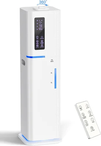 Vista 10 de Humidificador de 10L/2.64Gal, Humidificador Ultrasónico de Niebla Fría y Silencioso de Llenado Superior para Dormitorio, Cubre 550 pies², Tiempo