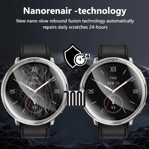 Vista 4 de 3 Pack for Amazfit Active 2 Screen Protector, Non-Tempered Glass Flexible Protection, HD Clear Protective Film
