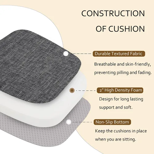 Vista 7 de ELFJOY - Cojines antideslizantes para sillas de comedor, color gris oscuro