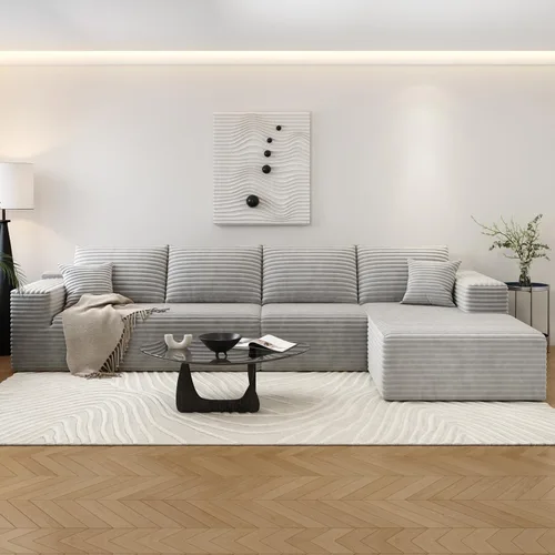 Vista 8 de Sofá seccional Cloud de 107.5 pulgadas con diván en forma de L, sofá modular moderno con asiento profundo, sofás tapizados para sala de estar Camello