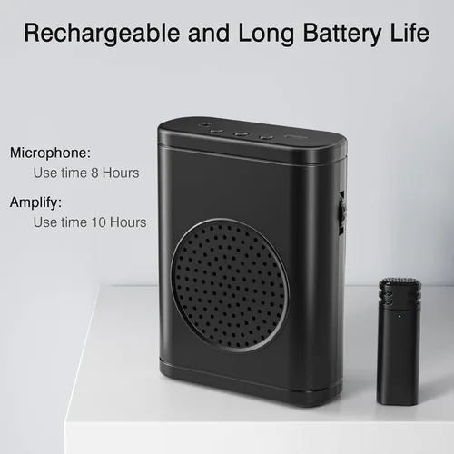 Vista 6 de Amplificador de voz inalámbrico con micrófono Lavalier inalámbrico, altavoz Bluetooth, sistema PA, soporte USB/TF/SD, micrófono omnidireccional