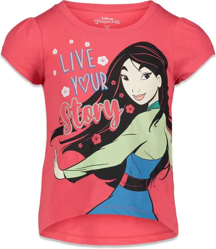 Vista 3 de Disney Princess Mulan Rapunzel Moana Tiana 4 Pack Short Sleeve Graphic T-Shirt
