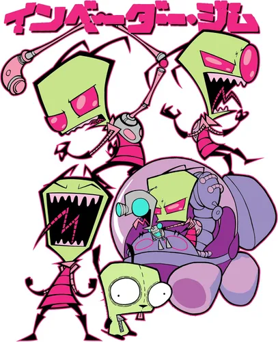 Vista 2 de Nickelodeon Invader Zim Dynamic Duo - Camiseta de manga corta para hombre y mujer