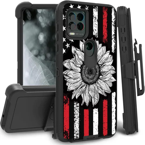 Vista 66 de Funda para Motorola Edge 2021 / Moto Edge 5G UW, protección resistente de 3 capas híbridas a prueba de golpes con funda de clip para cinturón