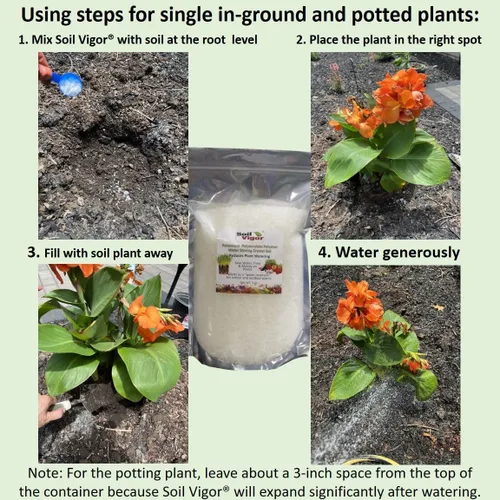 Vista 10 de Cristales de almacenamiento de agua (1 libra) – Hidrogel de polímero súper absorbente para jardines, césped y plantas en maceta, reduce el riego