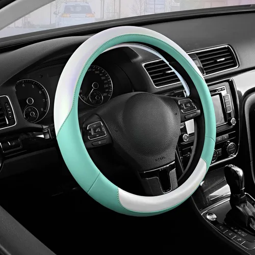 Vista 11 de Road Comforts Funda para Volante – Funda para Volante de Cuero Transpirable, Agarre Antideslizante, Ajuste Universal de 14.5" a 15", Resistente al