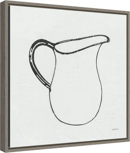 Vista 2 de Amanti Art Lienzo enmarcado para pared, diseño de jarra retro (cocina) por Kathrine Lovell (16 pulgadas de ancho x 16 pulgadas de alto), marco
