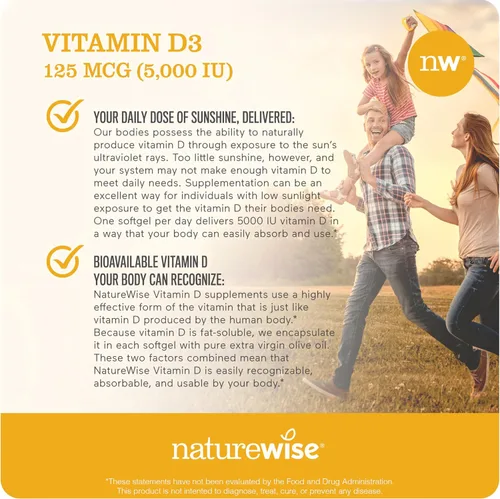 Vista 5 de NatureWise Omega 3 de alta potencia de 1000 mg con 600 mg de EPA, 400 mg de DHA, vitamina E y vitamina D3 5000iu (125 mcg) Función muscular