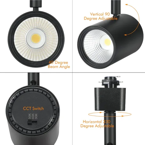 Vista 6 de CLOUDY BAY Cabezales de iluminación LED de pista, 3000 K/4000 K/5000 K seleccionables, regulables 8 W, CRI90+ con ángulo de inclinación ajustable