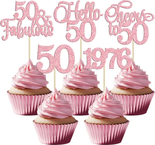 Vista 10 de Gyufise Paquete de 24 adornos negros para cupcakes de 10.º cumpleaños con purpurina negra 10 Ten Hello 10 Dights dobles desde 2015 para decoraciones