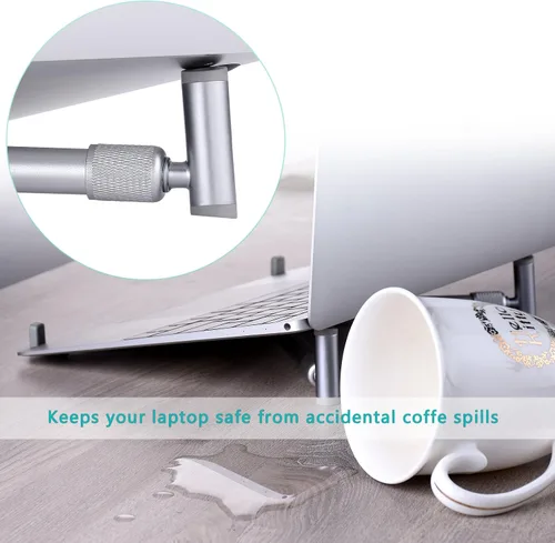 Vista 4 de Soporte portátil para laptop, soporte ajustable para laptop MacBook Pro, escritorio de aluminio, plegable, compacto, universal, soporte