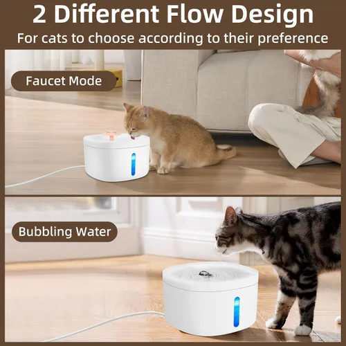 Vista 4 de Dispensador de agua de gran capacidad para gatos y perros de 2.6 litros, dispensador de agua a chorro para gatos, con esterilización por luz azul