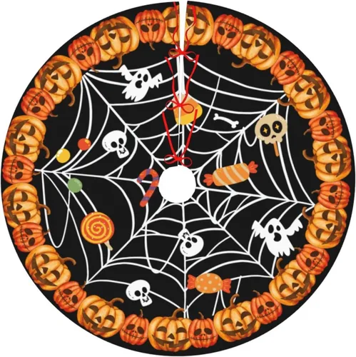 Vista 5 de Adornos para árbol de Navidad de Halloween, falda de árbol de 30 pulgadas para decoración