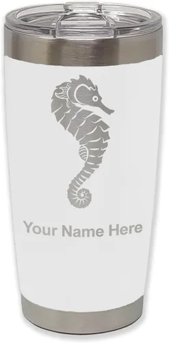 Vista 31 de LaserGram Vaso aislado al vacío de 20 onzas, caballito de mar, grabado personalizado incluido (negro)