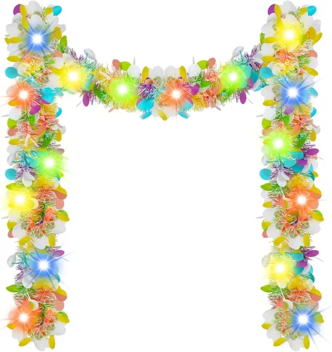 Vista 7 de Chuangdi Guirnalda de oropel de Pascua de 16.4 pies con tira de luces LED, guirnalda de alambre metálico con alambre metálico, decoración