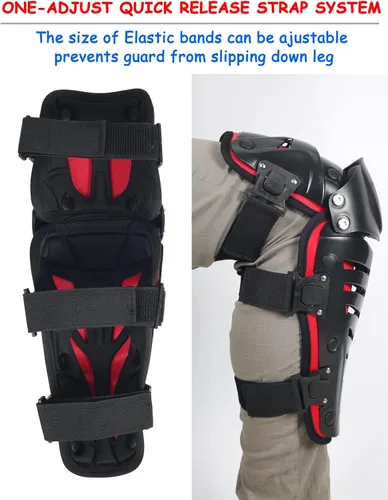 Vista 6 de Ridbiker Chaqueta protectora de motocicleta, rodilleras ajustables de 3 secciones, 1 par, protector de pecho de columna vertebral con protección