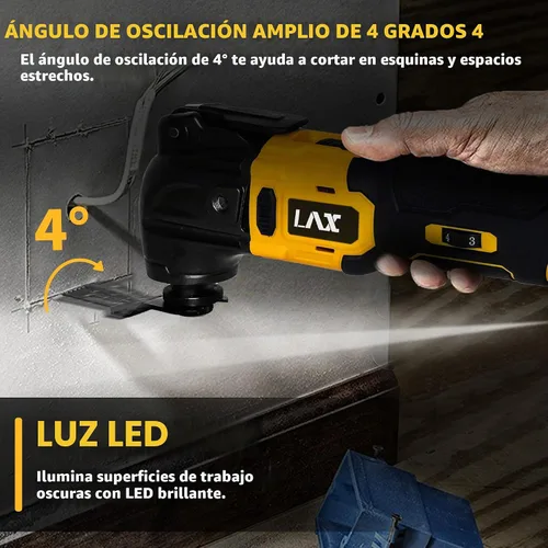 Vista 4 de Multiherramientas oscilantes para batería Dewalt de 20 V, herramienta multiusos de corte y lijado, ángulo de oscilación de 4°, 6 velocidades