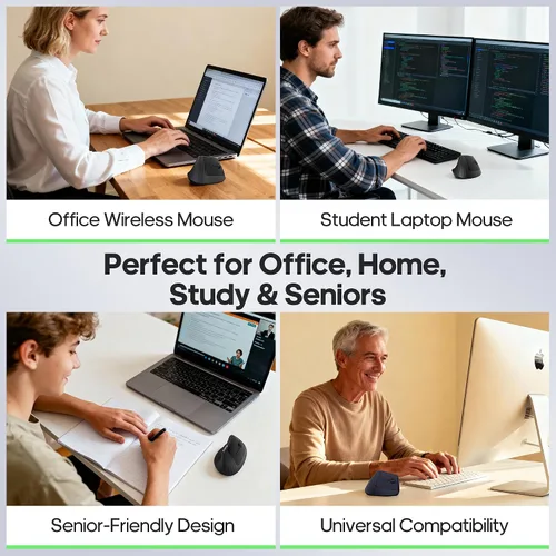 Vista 7 de Ergonomic Vertical Mouse, Silent Wireless Bluetooth Mouse BT5.0 and 2.4G, 3 Adjustable DPI for PC,Mac,Laptop,Computer,Home,Office Use (BLACK)