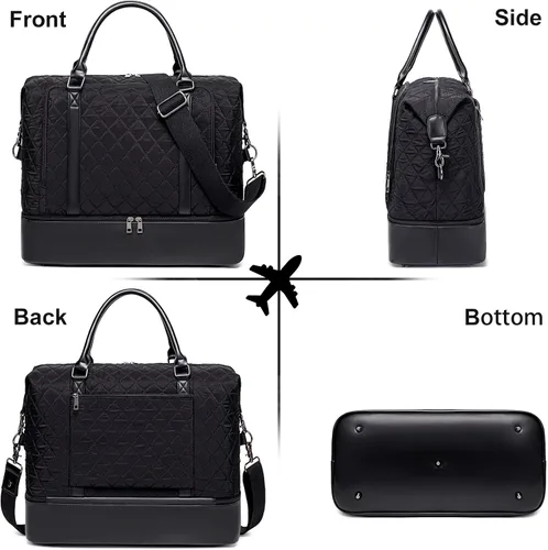 Vista 8 de CAMTOP - Bolsa de viaje de fin de semana para mujer, bolsa de lona con espacio para laptop de15.6 pulgadas
