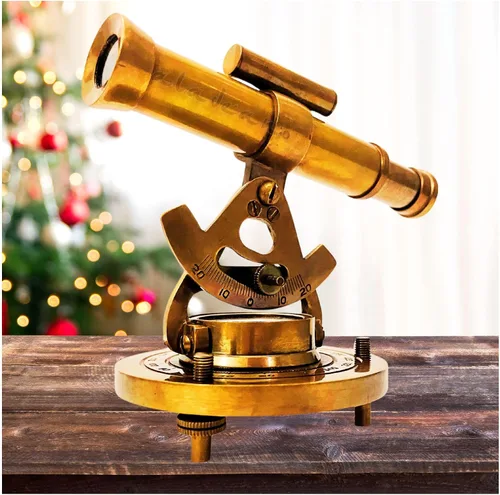 Vista 5 de Telescopio decorativo Alidade de latón de 4 pulgadas con brújula base regalos (4 pulgadas)