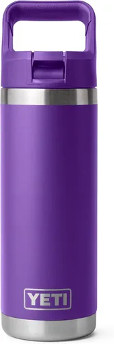 Vista 29 de YETI Rambler Botella de 18 onzas, aislada al vacío, de acero inoxidable con tapa de popote a juego de colores, rojo rescate