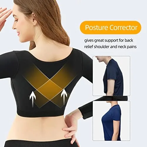 Vista 3 de Modeladora de la parte superior del brazo postquirúrgico, mangas de compresión más delgadas, corrector de postura, moldeadora para mujer