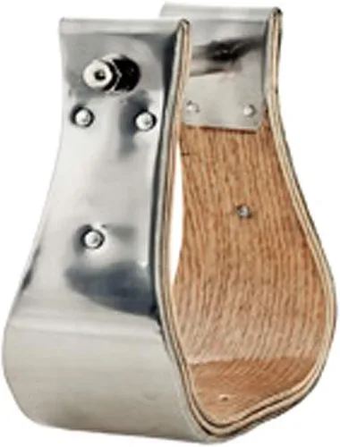 Vista 3 de HILASON Horse Bell Stirrups 2 in Stainless Steel Oak Wood