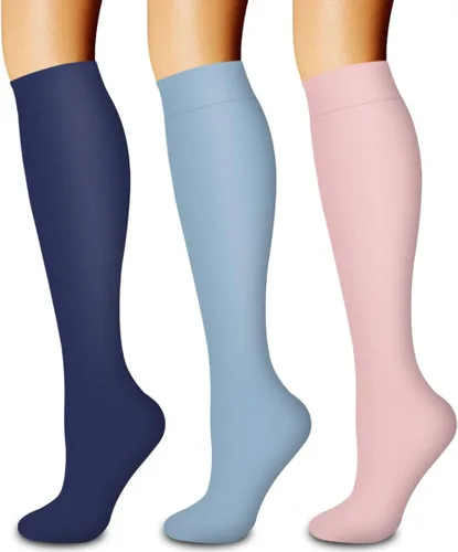 Vista 24 de Paquete de 3 pares de calcetines de compresión médica para mejorar la circulación de mujeres y hombres, para correr, hacer deporte y amamantar