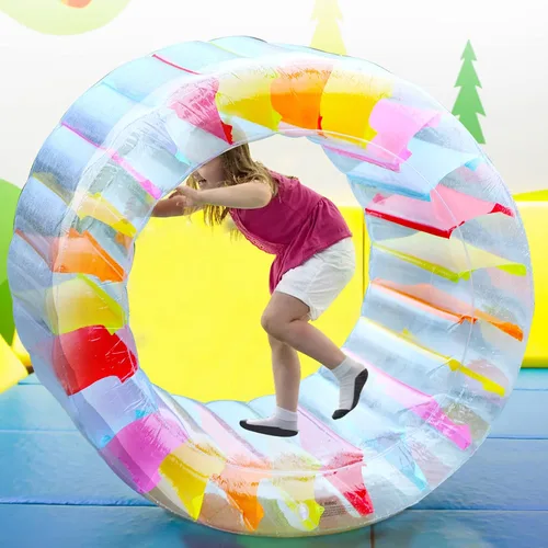 Vista 7 de Joliyoou Flotador de piscina con rueda de agua, flotador inflable de 47 pulgadas para niños, juguete gigante de piscina colorido para niños