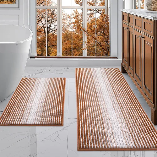 Vista 73 de BSICPRO Tapetes de baño de felpilla, 20 x 32 pulgadas, antideslizantes, absorbentes, suaves, peludos, para baño, lavables a máquina (salvia)